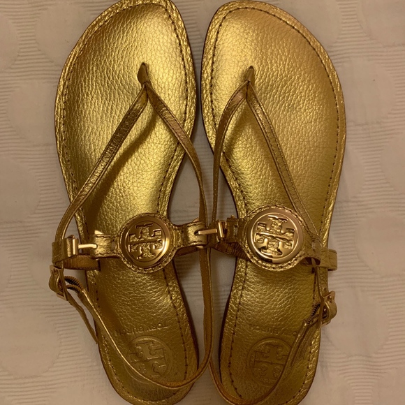 Tory Burch gold sandals size 9.5 - Picture 1 of 4